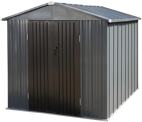 VEIKOU 8x10FT Outdoor Storage Shed with Thickened Galvanized Steel, Metal Storage Shed with Lockable Door & Air Vents, Garden Tool Metal Shed for Patio Garage Yard, Gray - Image 3