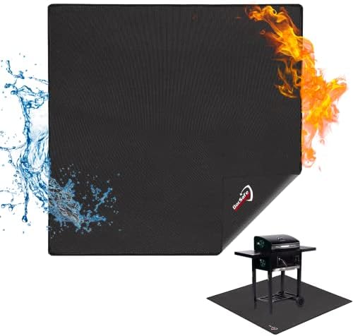DocSafe Large Under Grill Mat 48" Square Fire Pit Mat,4 Layers Fireproof Grill Pads Protect for Deck,Patio,Outdoor Charcoal,Smokers,Wood Floor,Indoor Fireplace,Reusable Oil-Proof＆Waterproof,Black by DocSafe
