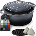 Zulay Kitchen 5 Quart Enameled Cast Iron Dutch Oven Pot with Lid – Premium Durability & Oven Safe up to 500°F – Heavy Duty Cookware Perfect for Bread Baking, Stews, Braising & Roasting – Gray by ZulayKitchen