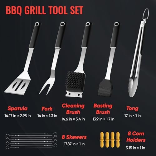 21 Pcs Grill Tools Set,BBQ ＆ Grilling Accessories Outdoor Barbecue Utensils - Image 7