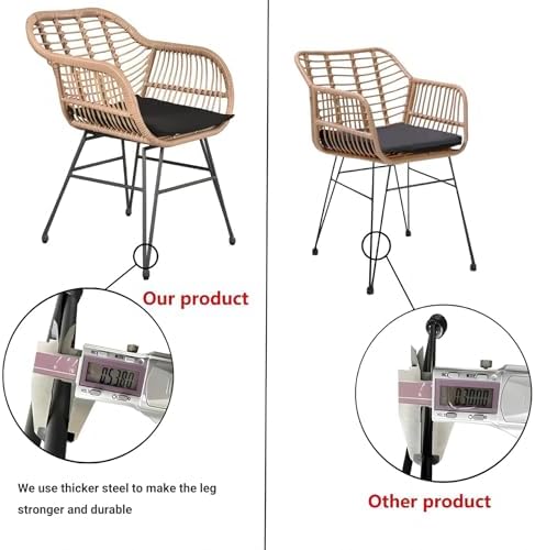 Tappio 3 Piece Outdoor Wicker Furniture Patio Bistro Set, Balcony Furniture Rattan Conversation Sets, Outdoor Patio Chairs Set for Porch Poolside Garden, Black - Image 3