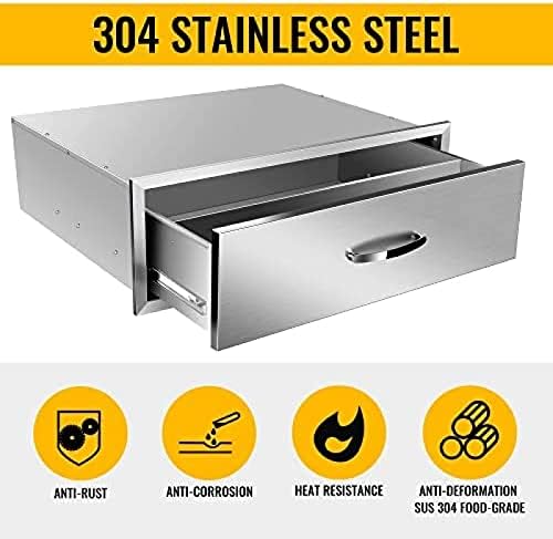 Stainless Steel Outdoor Kitchen BBQ Island Drawers - Flush Mount Triple Access, 30Wx23Dx10H - Image 4