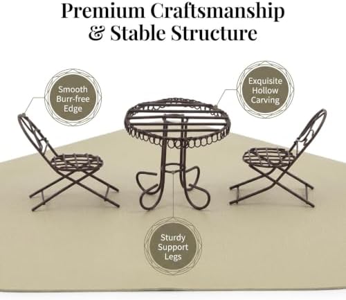 3 Pcs Miniature Bistro Table Chairs Set 1 12 Scale Dollhouse Accessories - Image 5
