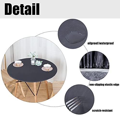 LUSHVIDA Round Tablecloth, Fitted Table Cloth for 57"-68" Tables, Grey - Image 3