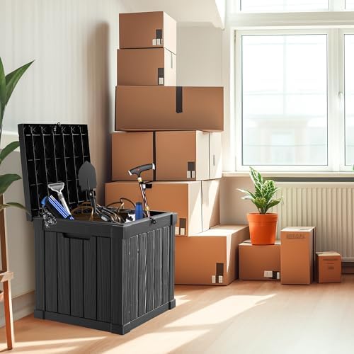 51 Gallon Outdoor Deck Box, Lockable Waterproof Outdoor Storage Boxes For Garden Tools,Indoor Cushions,Accessories Outside Storage Resin Weatherproof Container(Black) - Image 5