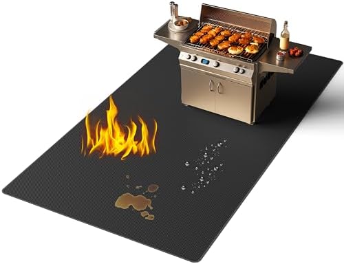 Under Grill Mats for Outdoor Grill, Thickened Double-Sided Fireproof Grill Pad for Fire Pit, Non-Slip BBQ Mat, Oil-Proof Waterproof Indoor Fireplace Mat Fire Pit Mat for Decks and Patios Lawn by Lancryen