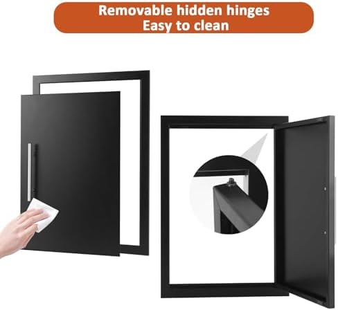 JIE JIN Outdoor Kitchen Doors 17" W X 24" H Single Doors 1.2mm Thickness Stainless Steel BBQ Access Door BBQ Island Doors Outdoor Kitchen Accessories Door for Outdoor Kitchen BBQ Island (Black) - Image 5
