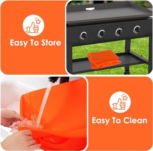 22" Upgraded Extra-Thick Silicone Griddle Mat for Blackstone 22 Inch Grill, Full-Wrap High Lip, Anti-Slip Grip-Fit, Food-Grade Protection Grill Cover to Keep Dirt/Pest Off & Help Reduce Rust - Image 5