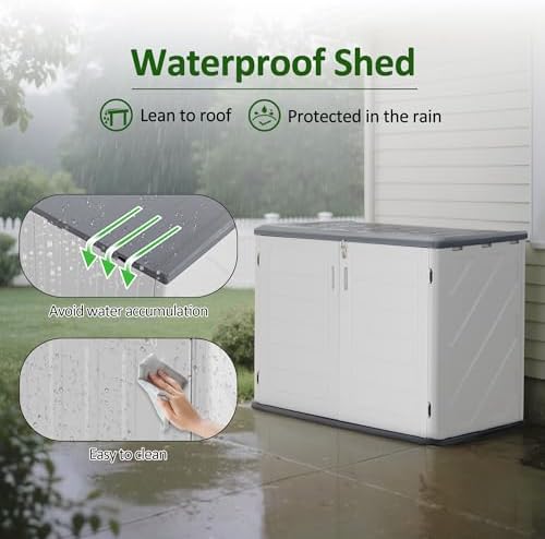 Macrout 50 Cu Ft Outdoor Storage Cabinet, Waterproof Resin Shed SU5462 (Light Gray, Small) - Image 4
