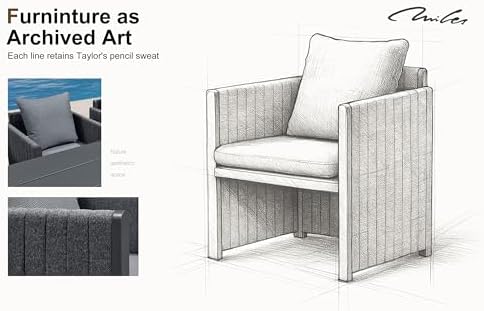 PURPLE LEAF Outdoor Dining Set Extra-Long for 14 with Olefin Armchairs Grey - Image 3