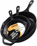 EWFEN Cast Iron Skillet 3-Piece Set, Heavy-Duty Professional Restaurant Chef Quality Pre-Seasoned Pan Cookware Set, 6", 8", 10" Pans For Frying, Saute, Cooking, Use Indoor/Outdoor, Oven, Grill by EWFEN