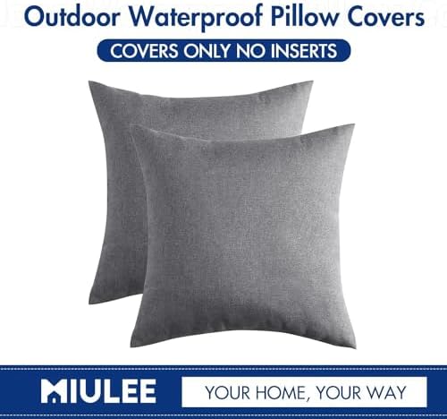 MIULEE Decorative Outdoor Pillow Covers Waterproof 18x18 Light Grey - Image 6