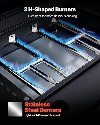 VEVOR Gas Griddle, 2 Burner Tabletop Griddle, 22 inch Portable Griddles Propane with Lid, Oil Drain Hole & Oil Collection Tray, 22000BTU Camping Flat Top Grill for Outdoor Cooking, Tailgating - Image 4