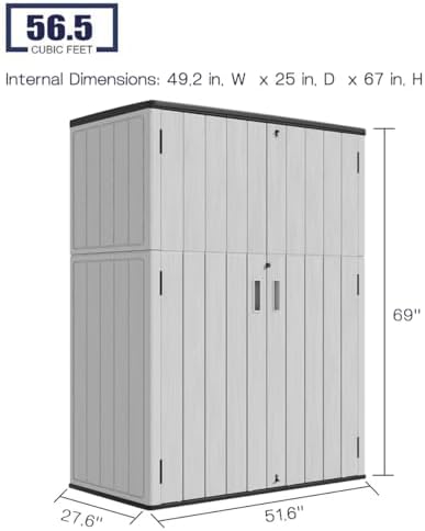KINYING Outdoor Storage Shed,57Cu.ft Resin Vertical Outdoor Storage Cabinet - Image 3