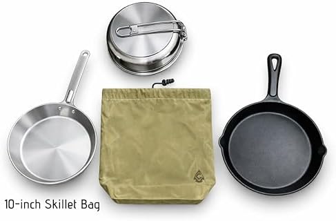 Camp Skillet Bag, Waxed Canvas Storage Bag for Skillets - Image 5