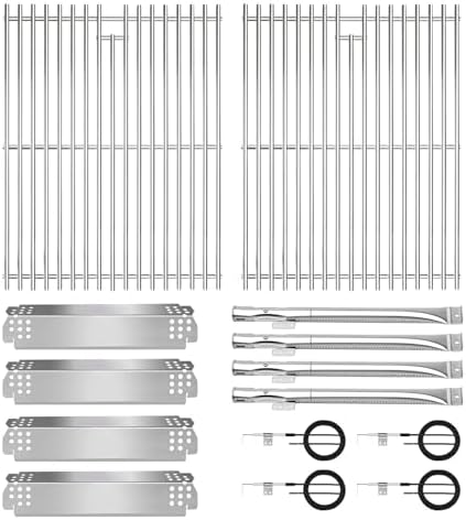 CANDANA Replacement Parts for Nexgrill 4 Burner 720-0830H 720-0830D 720-0783C 720-0783E 720-0958A, 17" Stainless Steel Grill Grate, Grill Burner, Heat Plate, Igniters for 5 Burner 720-0888N by CANDANA