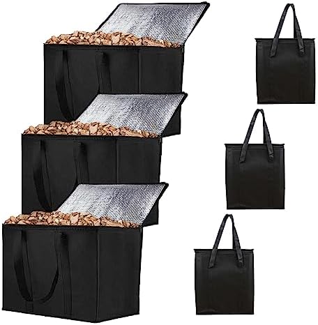 3 Pack Wood Pellet Storage Containers,20LBs Stay Dry Pellet Bin Smoker Pellet Dispenser for Smoker, Waterproof Fuel Pellet Storage Bag, Grill Pellet Storage Container for Charcoal,Outdoor by TOWEBOORY