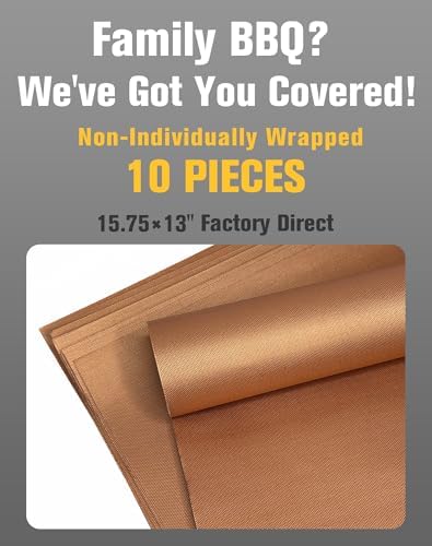 Copper Grill Mats for Outdoor Grill (10 Pack) Non-Stick Reusable Sheets - Image 2