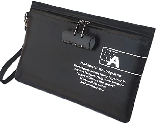 Fireproof Money Bag with Lock KaAutoler Fireproof and Waterproof Cash Bag with Zipper Closure Fireproof Money Pouch Locking Accessories Pouch for Cash (11"*7.5") by KaAutoler
