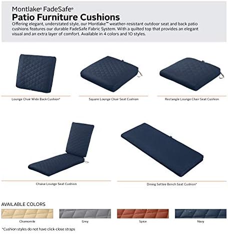 Classic Accessories Montlake Water-Resistant 21 x 20 x 4 Inch Wide Back Patio Quilted Lounge Cushion, Navy, Outdoor Loveseat Cushions - Image 6