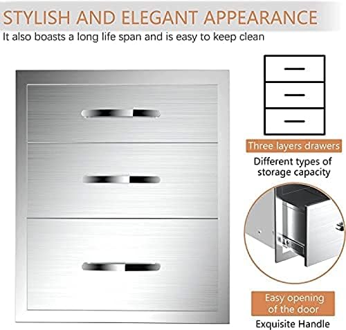 AHLOKI Stainless Steel with Chrome Handle BBQ Island Drawers for Outdoor Kitchen Or Grill Station,18Wx23Dx21H - Image 6