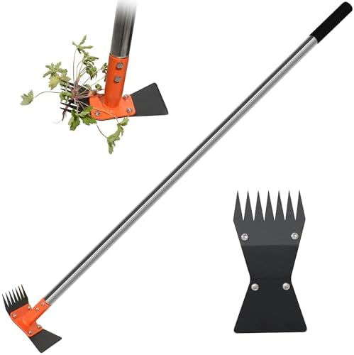 59 Inch One-Piece Handle 2-in-1 Garden Hoe and Weed Puller Tool by CKLT
