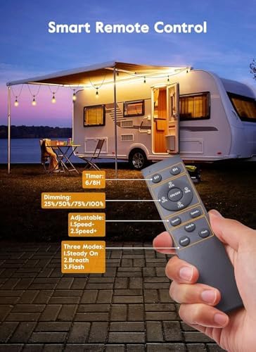 Brightown 82FT Outdoor String Lights - 25 LED Bulbs Patio Lights with Remote, Timer, Dimmable, Waterproof Connectable Hanging Outside Lights for Backyard Bistro Porch Deck Party Wedding - Image 2