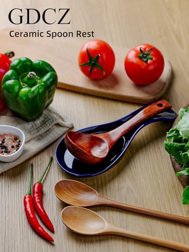 GDCZ Large Porcelain Spoon Rest for Kitchen Stove Top, Navy - Image 5