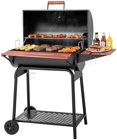 Royal Gourmet CC1830V 30 Barrel Charcoal Grill with Side Front Table - Image 2