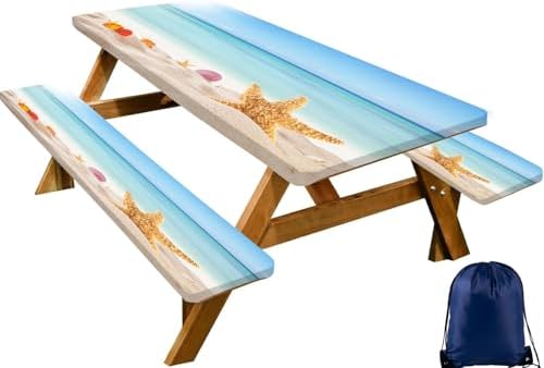 CAPSCEOLL Fitted Picnic Table Cover with Bench Covers 6ft - Sea Beach by CAPSCEOLL