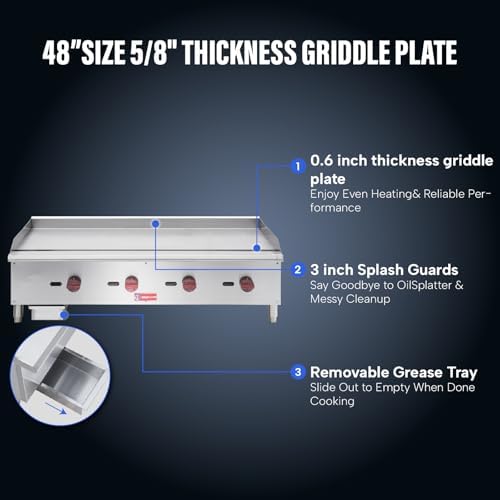 WESTLAKE 48"W Commercial Gas Griddle Countertop - Image 5