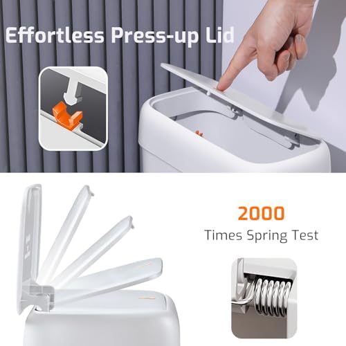 Small Bathroom Trash Can with Lid 2.6 Gallon Garbage Can with 20 Trash Bags - Image 3