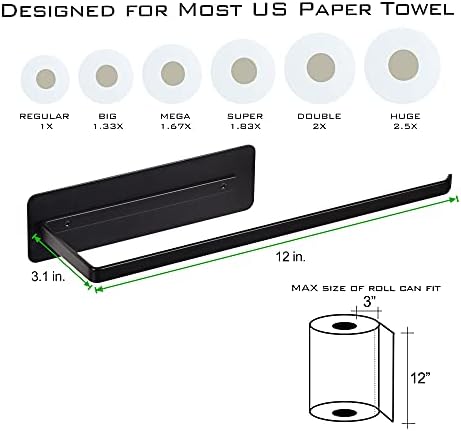 EASTTOWEST Magnetic Paper Towel Holder,Black Towel Bar Rack for Refrigerator BBQ Grills Griddles Toolbox RVs Tailgates,Heavy Duty Strong Magnet Backing,12”(L) x 3”(H),Fit All US Paper Roll - Image 6