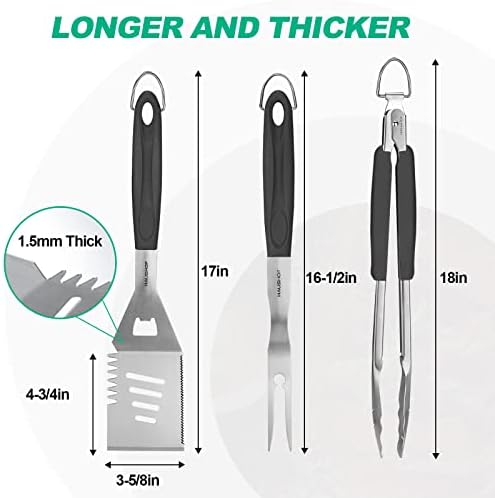HAUSHOF Large Grill Accessories Heavy Duty BBQ Set Gifts for Men/Women - Premium Stainless Steel Spatula, Fork & Tongs, Barbecue Utensils Tool Kit Gift for Grilling Lover Outdoor - Image 2