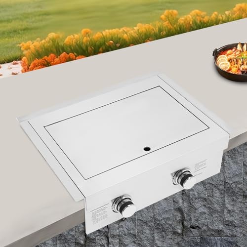 2-Burner Stove for Outdoor Kitchen, Built-in Stainless Steel Side Burner with Removable Grates & Cover, Drop-In Gas Stove for BBQ Island, Patio, Backyard (Natural Gas, Double Burner) - Image 3