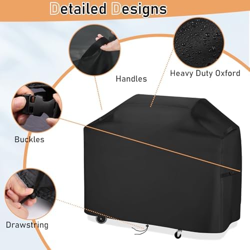 Grill Cover for Cuisinart 28" Outdoor Flat-Top Barbecue Covers, Waterproof 2-in-1 Carbon Steel Griddle Gas Grill Cover - 53" L×24" W×39" H - Image 3