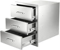 Outdoor Kitchen Drawers, 3-Drawer Stainless Steel Flush-Mount BBQ Drawer Cabinet with Full-Extension Slides, 18 in. W x 23 in. H x 23 in. D, for BBQ Island, Grill Station and Patio Kitchen by Unknown