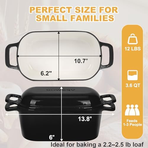 Oval Enameled Dutch Oven for Bread Baking - 3.6QT Cast Iron Sourdough Bread Pan with Lid - Image 4
