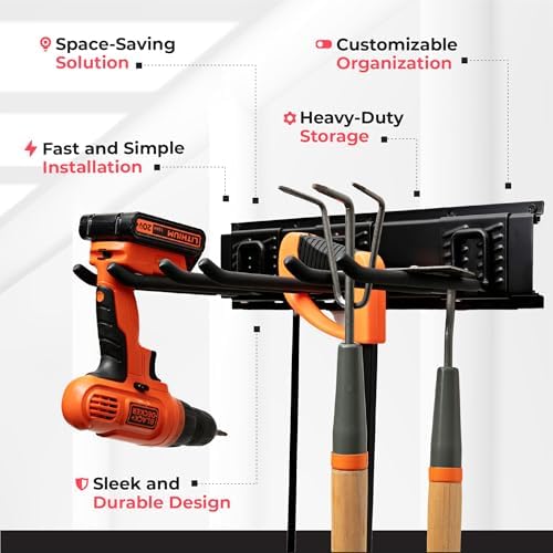 TIDYME Garage Tool Organizer Wall Mount, 96", 6 Racks 12 Hooks, 600 lbs - Image 4