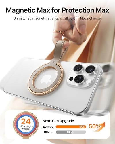 andobil 2026 Premium Leather Magnetic Phone Grip Holder for MagSafe, Stable - Image 6