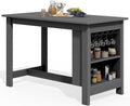 SERWALL Outdoor HDPE Counter-Height Bar Table with Storage Rack, Gray by SERWALL
