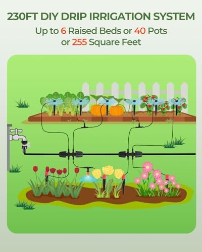 Drip Irrigation System for Watering Garden: 230FT Misting Sprinkler DIY Devices with Tubing Hose for Indoor Plants Outdoor Flower Beds Raised Growing Lawn Tree Patio Hydroponic - Image 5