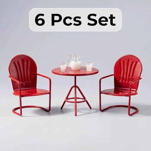 6 PCS Dollhouse 1:12 Scale Miniature Iron Table Chairs Set - Image 4