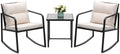 Devoko 3 Pieces Patio Furniture Set Wicker Outdoor Rocking Bistro Chair by DEVOKO
