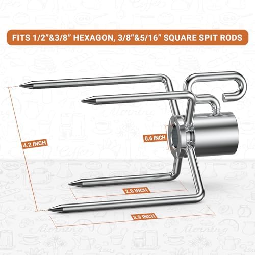 Onlyfire 6002 Rotisserie Meat Forks(1-Pair) for Grills-Fits 1/2-Inch hexagon & 3/8-Inch and 5/16-Inch square Spit Rods (Pack of 2) - Image 3