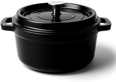 6.5 Quart Dutch Oven Pot with Lid, Non Stick Enameled Cast Iron Dutch Oven for Bread Baking, Heavy-Duty, Oven Safe Ceramic Cookware Up to 500°F for Baking, Braising, Stews, Roasting, Black by Fijinhom