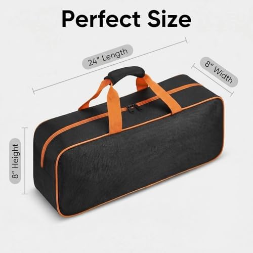 Grill Tool Storage Bag, 24" x 8" x 8" Large Capacity BBQ Accessory Storage, Heavy-Duty Utensil Grill Accessories Organizer Case Storage Compatible with Blackstone.Black (No Accessories) - Image 3