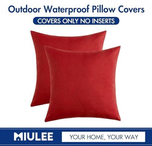 MIULEE Decorative Outdoor Pillow Covers Christmas 20x20 Red - Image 6