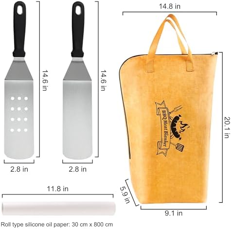 Grilljoy 4PCS Griddle Accessories Set - BBQ Blanket for Resting Meat, Meat Resting Blanket with Stainless Steel Griddle Spatula & Silicone Oil Paper, Essential Smoker Accessories for BBQ Lovers - Image 2