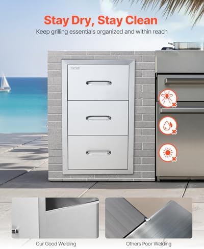 VEVOR Outdoor Kitchen Drawers 16"W x 28.5"H x 20.5"D Stainless Steel - Image 4